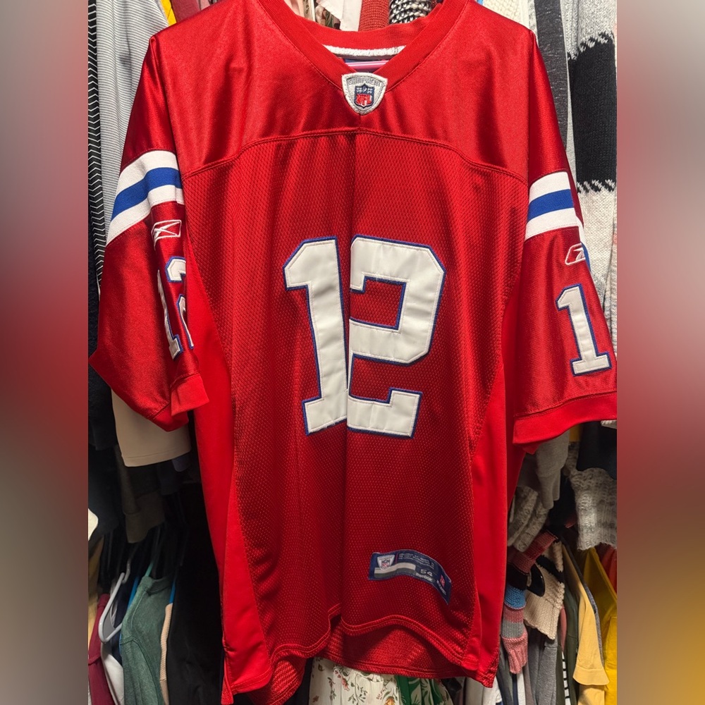 NFL Tom Brady red Patriots Football Jersey with White & Blue Accents